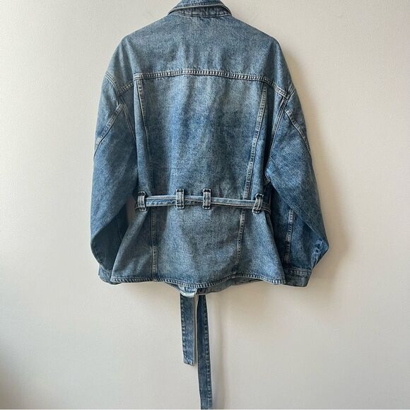 Free People x REVOLVE Womens Knotted Oversized Denim Jacket Size Large - Picture 6 of 8
